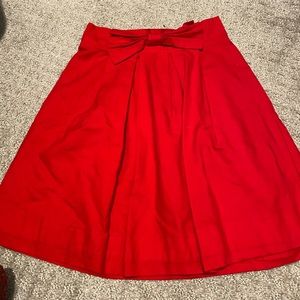 Red Pleated High Waisted Skirt - Handmade